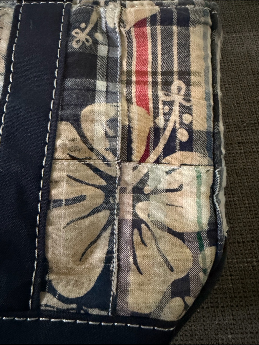 L.L. Bean Vintage Boat & Tote Mini Madras Rare Plaid Blue Hawaiian Floral Canvas - Picture 5 of 11